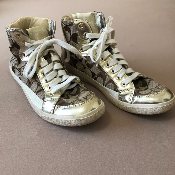 Coach Shoes - Coach Logo Print Ellis High Top Sneakers